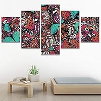 SIGNWIN 5 Panel Canvas Wall Art Modern Art Ants Butterfly Colorful Insects Minimalist Multicolor Photography for Home Decorations Ready to Hang - 60