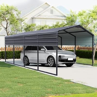 12x20 FT Metal Carport,Heavy Duty Canopy Galvanized Steel Outdoor Garage for Snow,Waterproof Car Shelter