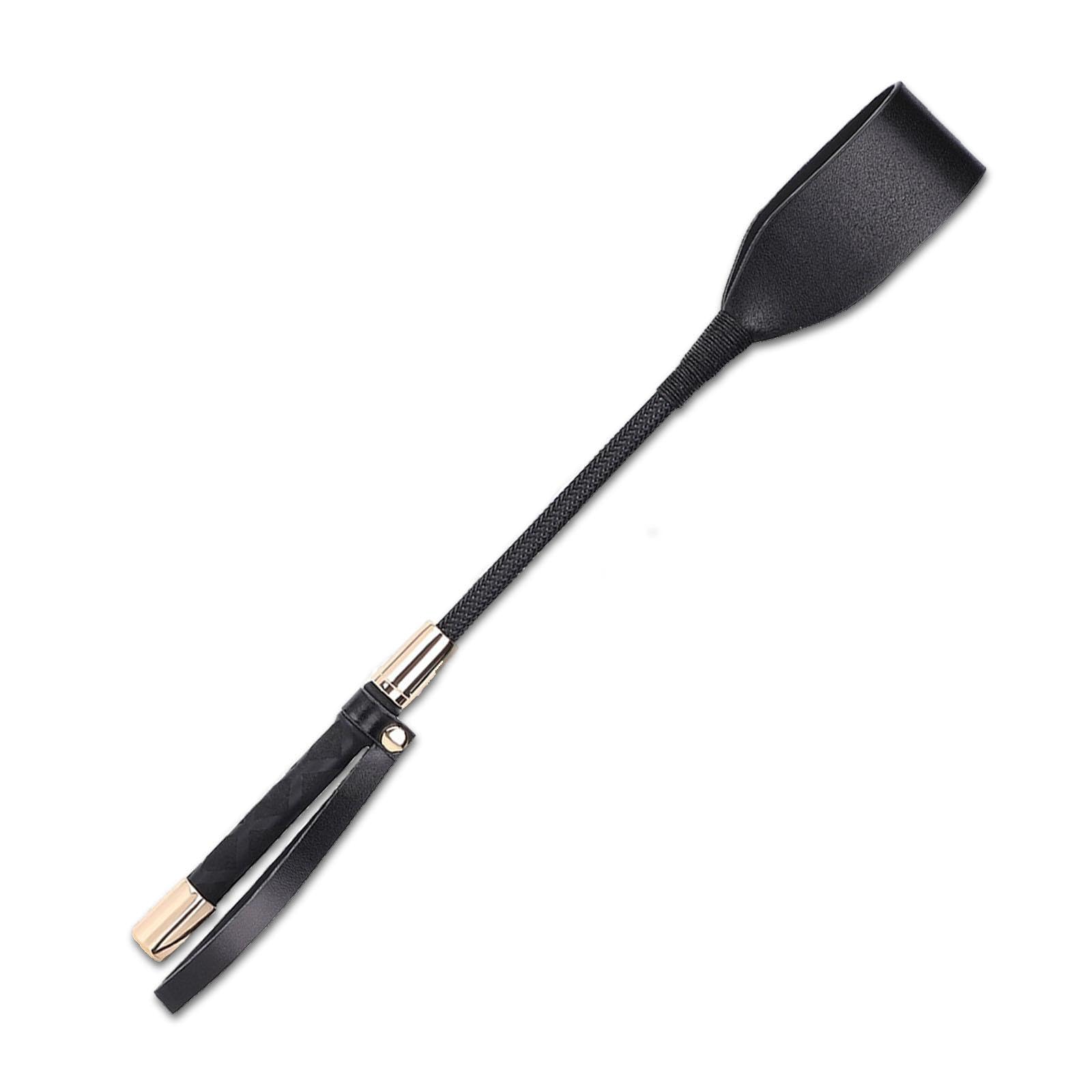 Modurio Horse Riding Crop 33cm โ Lightweight Hobby Horse Accessory with Anti-Slip Grip โ Durable PU Leather Hose Whip Crop Horseplay Training(Black)