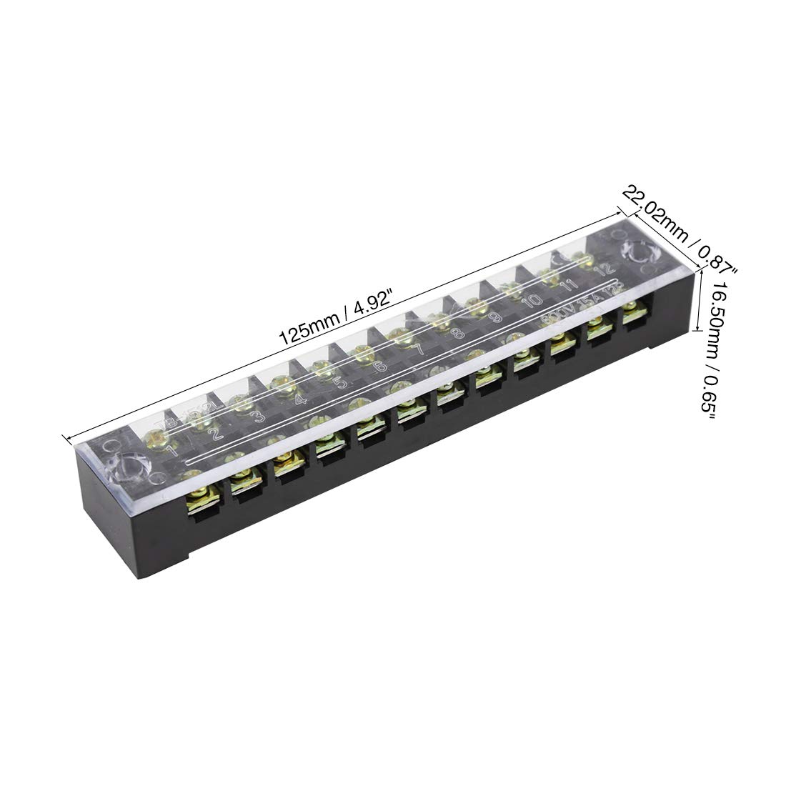 X AUTOHAUX 5 Set 12 Positions Dual Row Screw Terminal Strip 600V 15A - Image 2