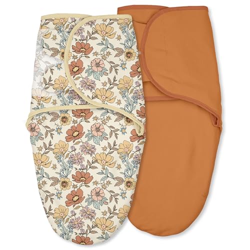 CIVARUA KIDS Baby Swaddles for Newborn Organic Cotton,Soft & Snug Newborn Velcro Swaddle 0-3 Months Sleep Sack Helps Calm Startle Reflex, 2-Pack Wrap...