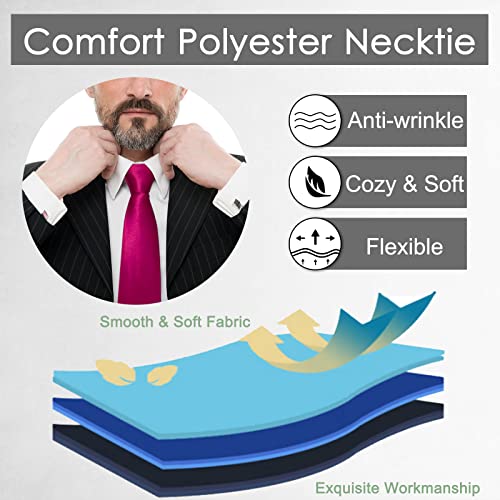 Image of Luckyvestir Mens Tie Solid Satin Neck Ties 3.15'' Formal Necktie for Wedding Business Christmas Father's Valentine's Day Gift
