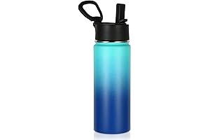Volhoply 18oz Insulated Kids Water Bottle with Straw Lid (Green Blue)