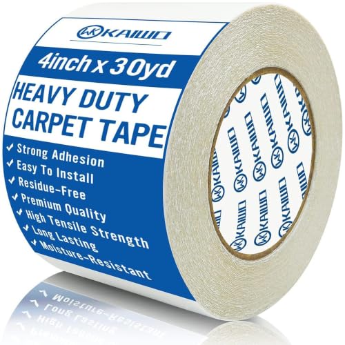 KAIWO Carpet Tape 4" x 30YD, Double Sided Rug Gripper for Hardwood Floors