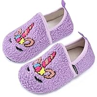 WateLves Kids Slippers Girls Winter Warm House Shoes With Anti-Slip Sole (Purple Unicorn,28/29)