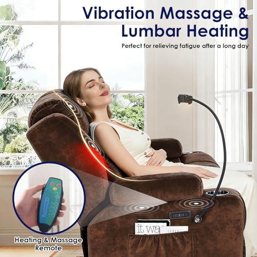 Image of Redlife Power Loveseat Recliner Sofa with Console, Leathaire Farbic Dual Reclining Couch with Blue LED Lights, Bluetooth Speakers, USB Ports, Phone Holders, Home Theater & RV Recliner (Coffee Brown)