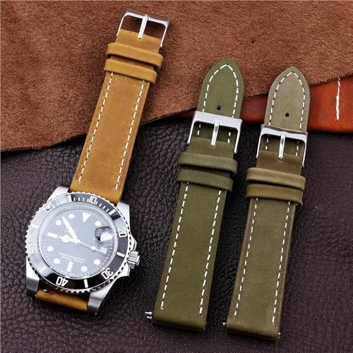 Bracelet de montre en cuir nubuck gris 18 mm fixation rapide vintage plat