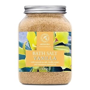 Sal de Baño Vainilla 1300g – Sales de Baño Marinas con Extracto de Vainilla y Aceite Esencial de Canela – Relajación – Belleza – Baños – Cuidado Corporal