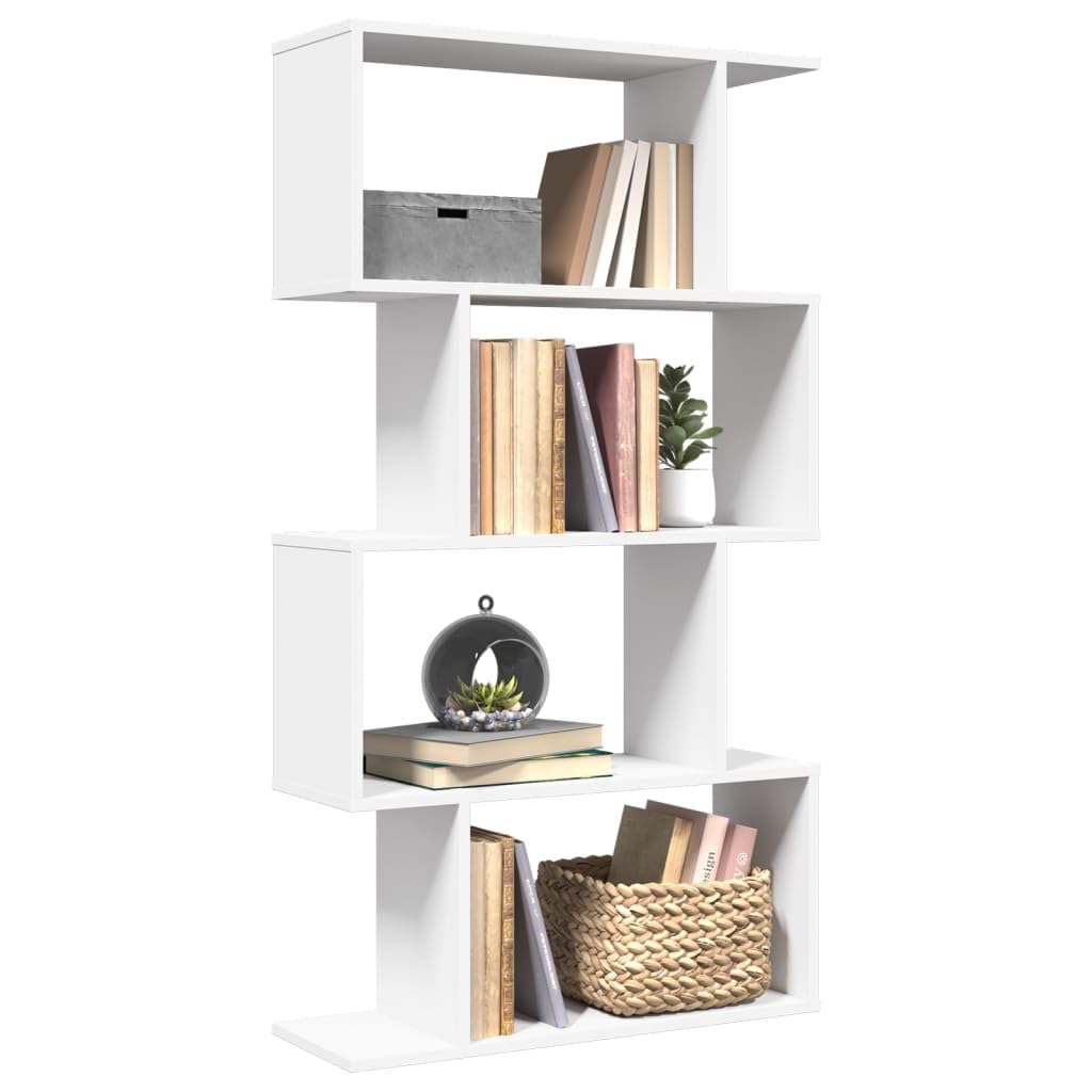 Scaffale divisorio a 4 ripiani, in legno, 70 x 24 x 129 cm, colore: bianco