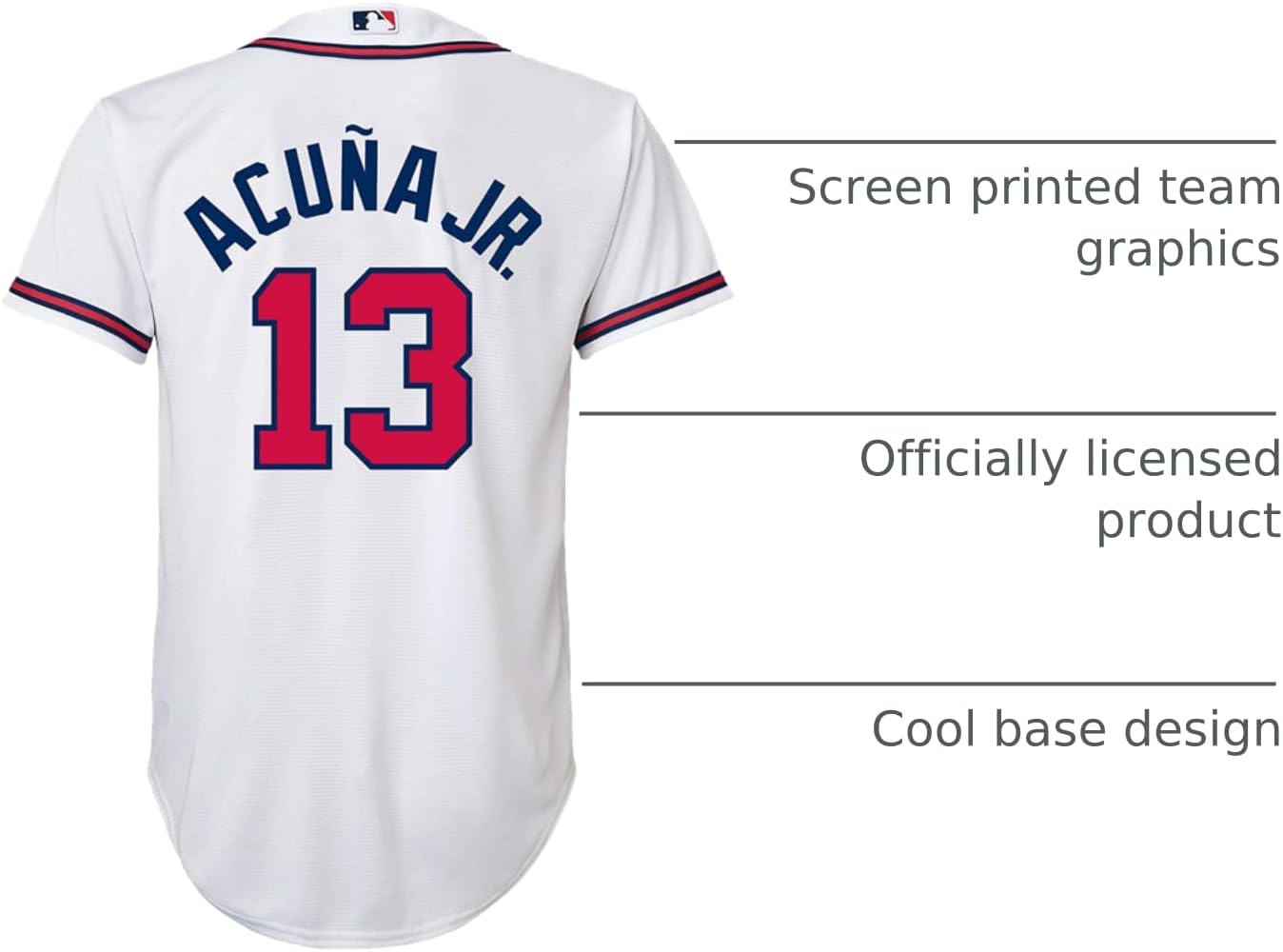 (L)送料込新品WHTE1アトランタ.ブレーブス＃13ユニフォームWHITE Amazon.com: Ronald Acuna Jr. Atlanta Braves #13 White Youth Cool