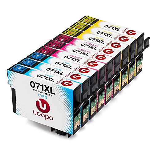 Uoopo Compatible Reemplazo para Epson T0712 T0713 T0714 Cartuchos de tinta para Epson Stylus SX215 DX7450 D78 D92 S20 S21 SX100 SX110 SX105 SX115 SX205 SX218 SX400 SX200 (3 Cian 3 Magenta 3 Amarillo)