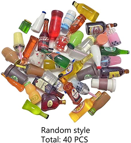 Maogear 40PCS/50PCS Miniature Mini Beer Drinks Decoration Dollhouse Beer Glass Mixed Wine Resin Sets Simulation Instant Model Scene Tableware Dolls House Random Pattern (50 Pieces) - Image 3