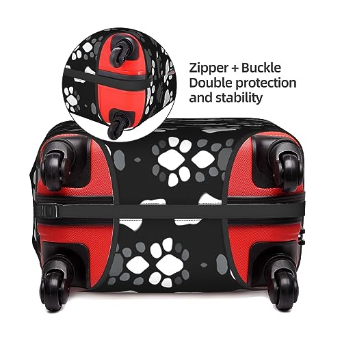 Black And White Paw Print Luggage Cover, Protective Washable Suitcase Cover With Concealed Zipper Fits 18 To 32 Inch4