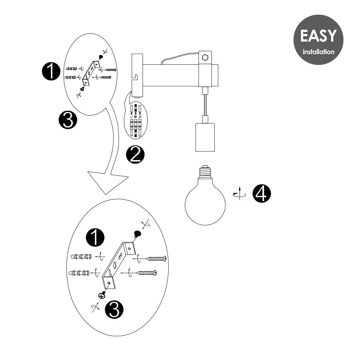 Home Sweet Home Vintage Wandlampe Denton | 10/20/23cm | Rost | Wandlampe aus Holz | geeignet für E27 LED Lichtquelle | Wandlampe geeignet für Wohnzimmer, Schlafzimmer