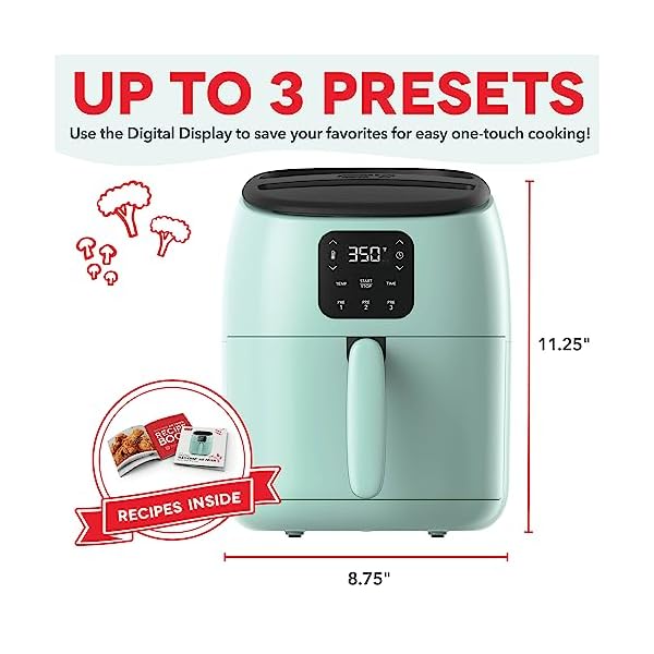 Dash tasti crisp electric air fryer oven 26 qt aquacompact air fryer for healthier food in minutes ideal for small spaces auto shut off digital 1000 watt  urban country home decor