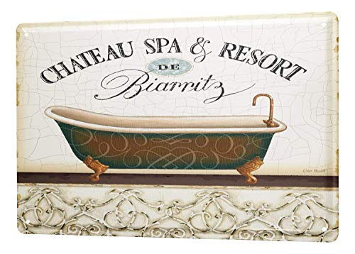 Froy Fun Ravtive Bath SPA Biarritz - Placa Decorativa de Pared, diseño Retro de Hierro