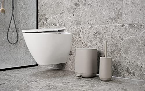 Image of Zone Denmark Nova One Ceramic Toilet Long Brush | with Brush Holder Soft Touch | Enhance Your Bathroom with a Chic and Practical Duo for Modern Style and Effortless Hygiene - Coating (Concrete)