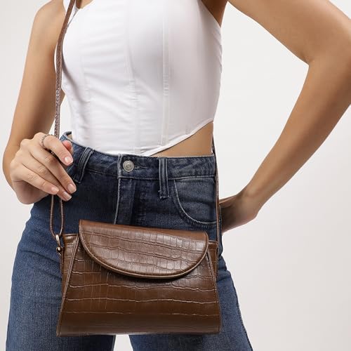 Image of Fastrack Croco Textured Brunch Sling Bag for Women, Girls and Ladies | Ladies Purse Handbag | Slings for Casual Carry | Faux Leather Sling with Adjustable Sling Strap