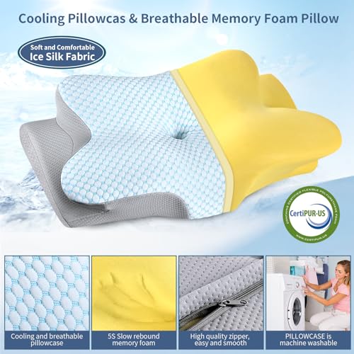 image for Bespillow Cervical Neck Pillow for Pain Relief, Memory Foam Contour Or