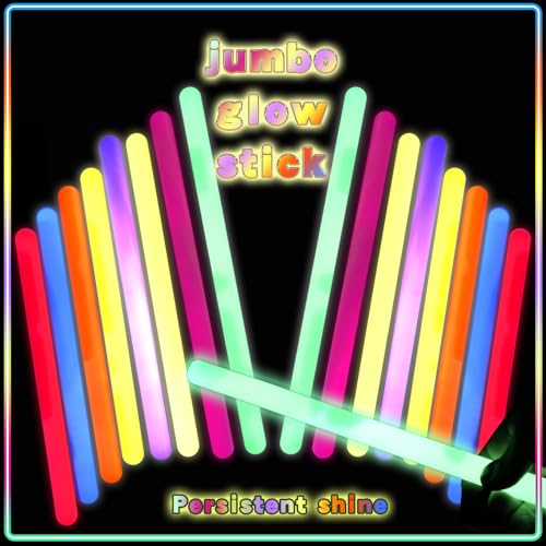 FathiSooc 20 Pcs Ultra Bright Large Glow Sticks 14 Inch Industrial Grade 8 Colors Jumbo Light Sticks Emergency glow in the dark for Camping Accessories Party Hurricane Earthquake Survival Kit