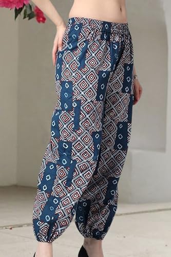 Image of POPWINGS Casual Bagru Printed Cotton Joggers for Women || Stylish Western Women Joggers for Summer || Pull-On Women Cotton Joggers Pants || Women Joggers for Summer