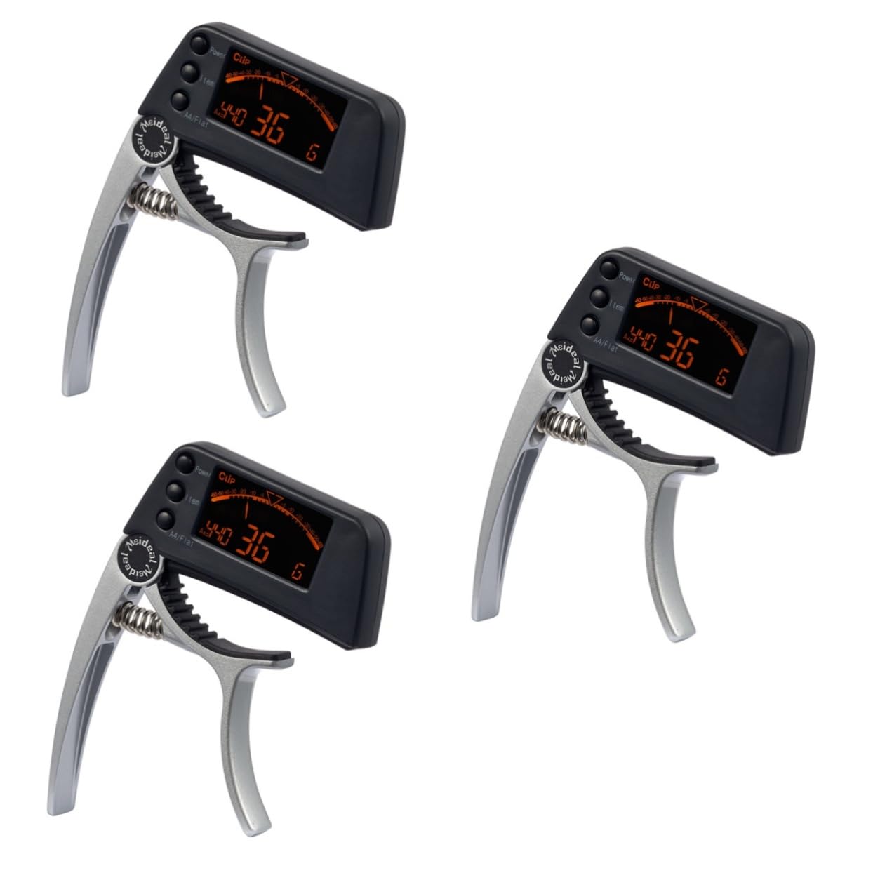 Toyvian 3stücke Elektronischer Clip Gitarrenstimmer Und Kapodaster Hochsensitives Lcd-tuninggerät Für Akustikgitarre Gitarre Ukulele Und Banjo Silber