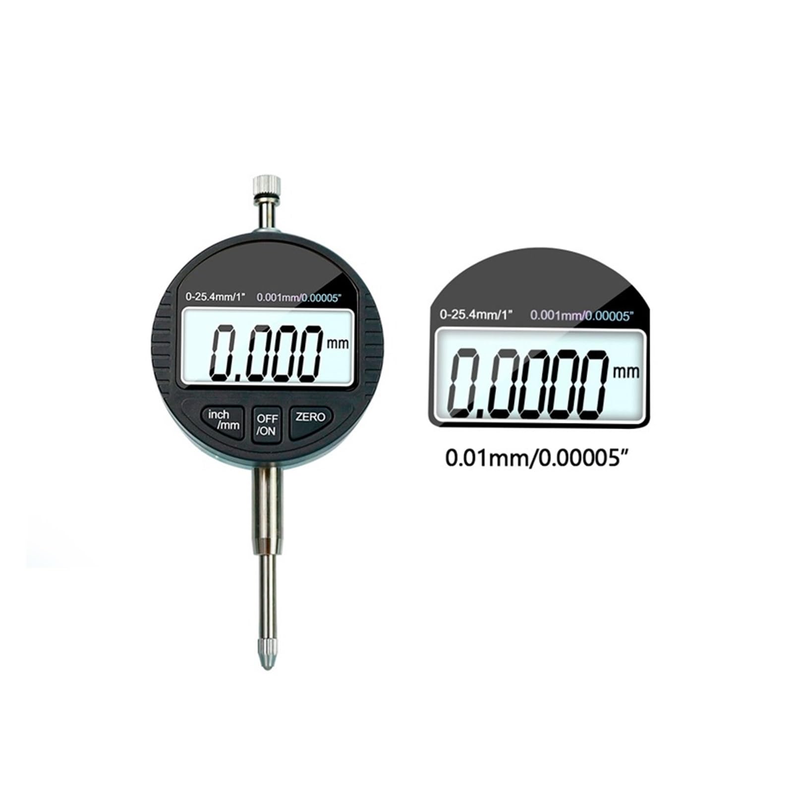 Indicateur à cadran, Indicateur numérique 0-12.7mm/0-25.4mm 0.001mm 0.00005 "pour instrument de mesure micromètre électronique cadran indicateur jauge(0.001 12.7mm)