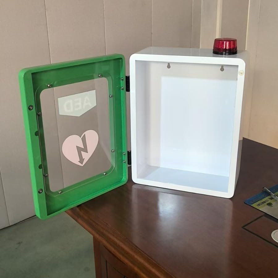AED-Schrank Zur Wandmontage, Alarmbox Für Herzdefibrillation, Aufbewahrungsschrank Für AED-Defibrillator, Mit Alarmsystem, Doppelschaltersteuerung, Notfallkoffer Und Erste-Hilfe-Set Für Zuhause