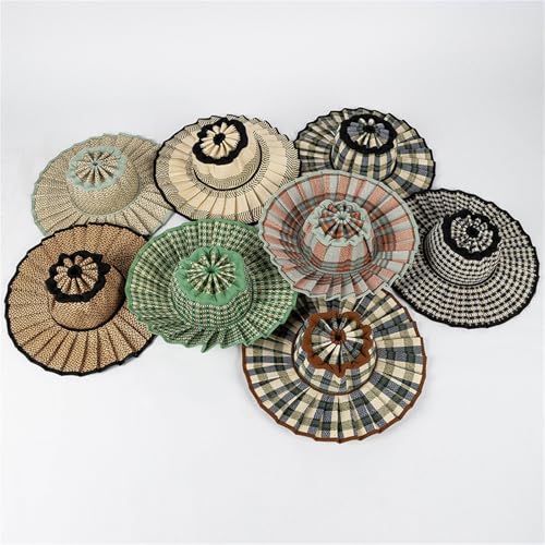 Women's Pleated Straw Sun Hat - Foldable Wide Brim UPF 50+ Summer Beach Hat, Adjustable Lightweight Travel Hat (S/M/L/XL)3