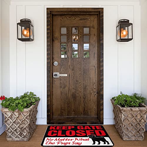 Alfombras exteriores para puerta delantera con mensaje Noter What The Pug Say, felpudo 40x60 6