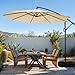 wikiwiki 10ft Patio Umbrella with Base Included, Outdoor Offset Cantilever Umbrella with Sandbag Base for Backyard, Garden and Pool, Easy to Tilt and Crank, Beige