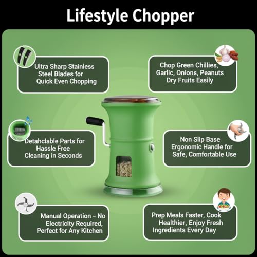 Image of Smart Chilly & Dry Fruit Cutter for Kitchen, Manual Oval Plastic Chopper with Stainless Steel Blades, Onion, Garlic, Vegetable, Mirchi & Peanut Cutting Machine