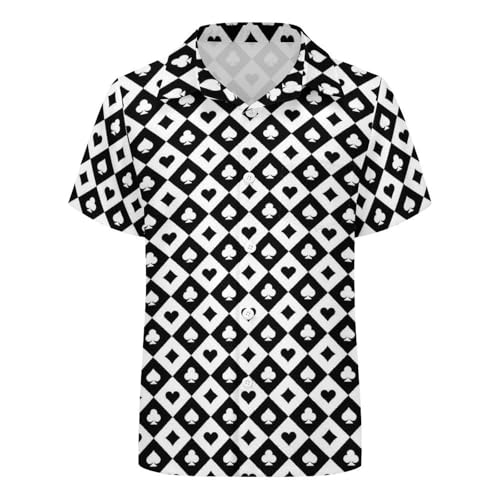 Playing Cards Signs Casino Boys Button Down Shirt Short Sleeve Lightweight Summer Tops with One Pocket 7-8T4