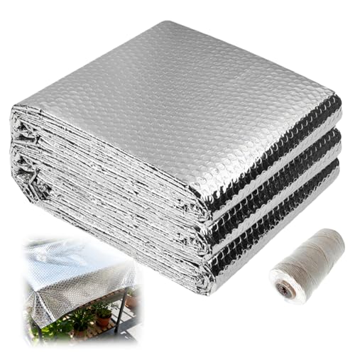 Isolierfolie, Wärmeschutzfolie, Dämmfolie, Aluminiumfolie Luftpolsterfolie Reflektierende Dachisolierung Wärmedämmung Thermofolie Frostschutzfolie Winterschutz für Pflanzen Kübelpflanzen, 3m x 60cm