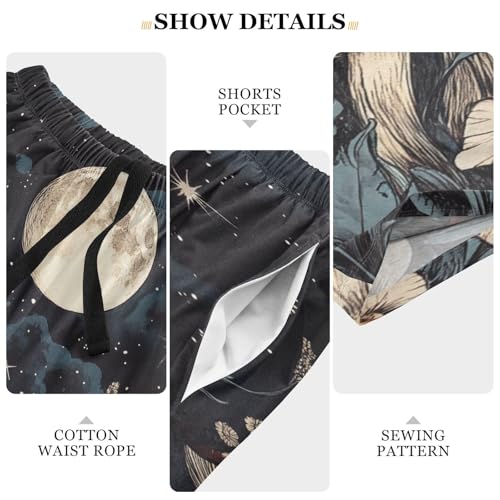 Moon Red Flower Mushroom Pajama Shorts for Men Lounge Pants Athletic Shorts Mens Short Shorts with Pockets, S-XXL4