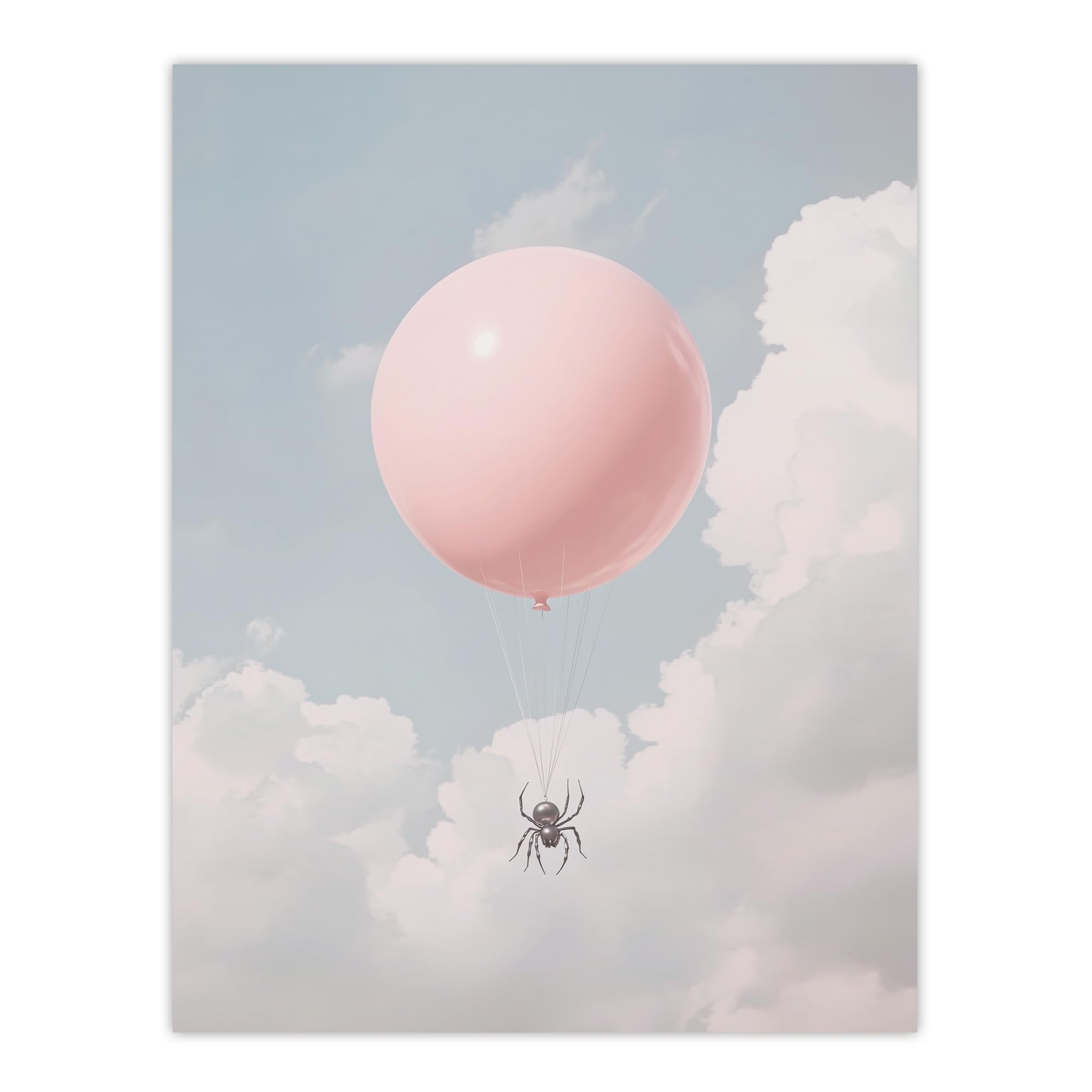 Artery8 Spider Travel Floating in Sky with a Pink Balloon Living Room Large Wall Art Poster Print Thick Paper 18X24 Inch