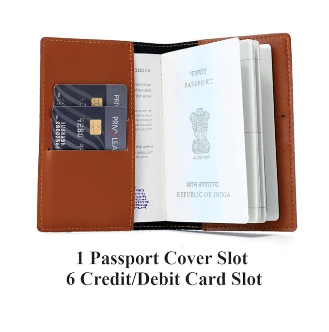 Image of Personalized Passport Cover with Name & Charm, Tan Travel Passport Holder for Men & Women, Premium Leatherette Case for Documents & Cards (Tan)
