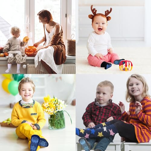 SkiBeaut Toddlers Non Slip Socks 6 Pairs Mid Calf Thickened Pad Anti Skid Kid Warm Toddler Socks Boys Girls 1-7 Years3