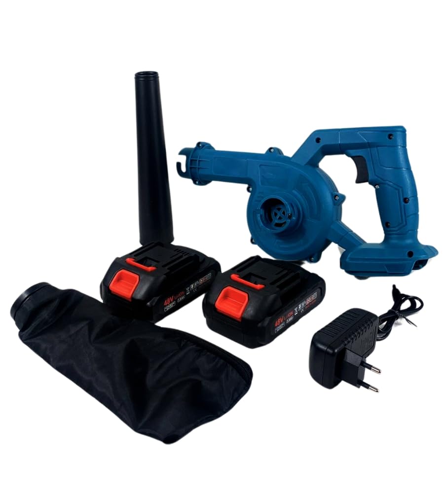 Soffiatore a Batteria, Soffiatore Elettrico Dotato di Doppia Batteria, Soffiatore Foglie, Manutenzione Giardino, Leggero per Prato, Patio, Soffiare Foglie e Polvere