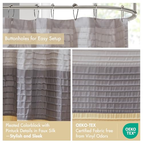 Image of Madison Park Amherst Fabric Yellow Shower Curtain, Pieced Transitional Simple Shower Curtains for Bathroom, 72 X 72, Clear Lemon