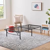 Linenspa Folding Metal Platform Bed Frame - No Box Spring Needed - Underbed Storage - Simple Tool Free Assembly - Mattress Foundation - 14\" High - Traditional Design - Sturdy Steel - Twin Size