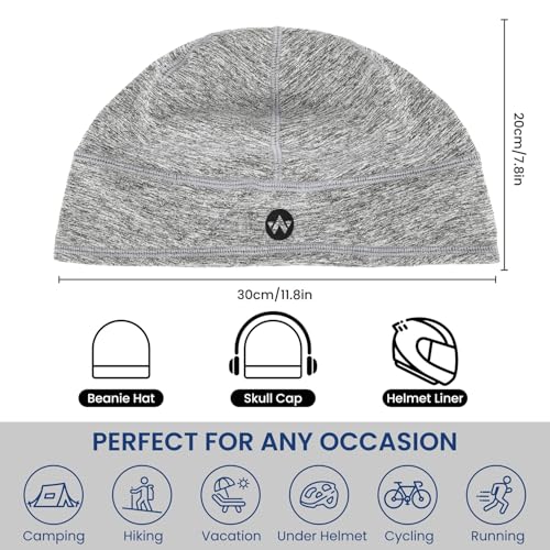 Image of WANDER Skull Cap Running Beanie Lightweight Thermal Helmet Liner for Men | Soft Fleece Lining Locks Warmth,Moisture & Sweat Wicking,4-Way Stretch Fits Snugly,Versatile For Skiing,Cycling,Sports