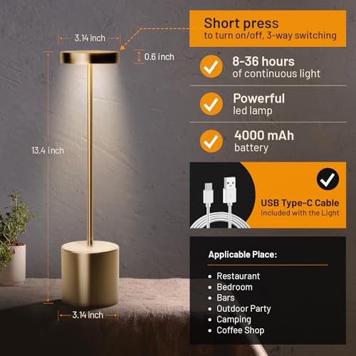 P-Maggia Pack Of 2 Cordless Table Lamps, 3 Color Stepless Dimming, 5000Mah Rechargeable Battery Operated Lamp, Outdoor Cordless Lamp thumb #1