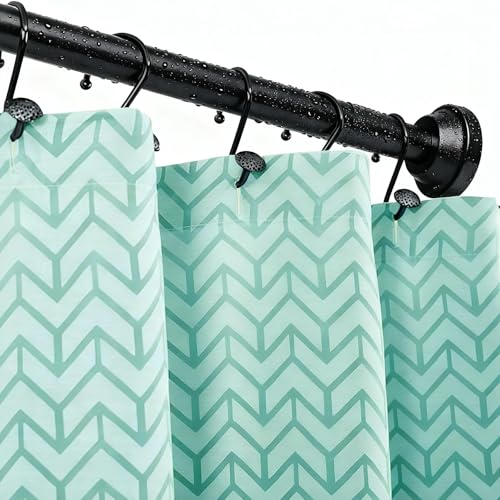Image of Umimile Shower Curtain Rod, 1 Inch Diameter Adjustable Spring Tension Curtain Rod, 304 Stainless Steel Shower Rod for Bathroom, Windows, Never Rust Non-Slip (Black, 36-61 inch)