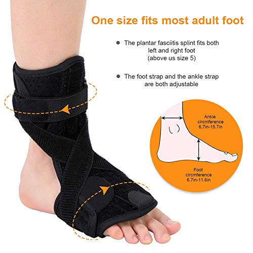 Plantar Fasciitis Night Splint Brace, Drop Foot Orthotic Brace with Hard Spiky Massage Ball for