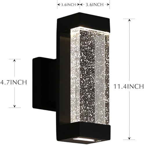 Miniatura 4 de Cerdeco Lámpara de pared moderna de burbujas de cristal para exteriores, pintura negra mate, 12 W, 3500 K, luz blanca cálida