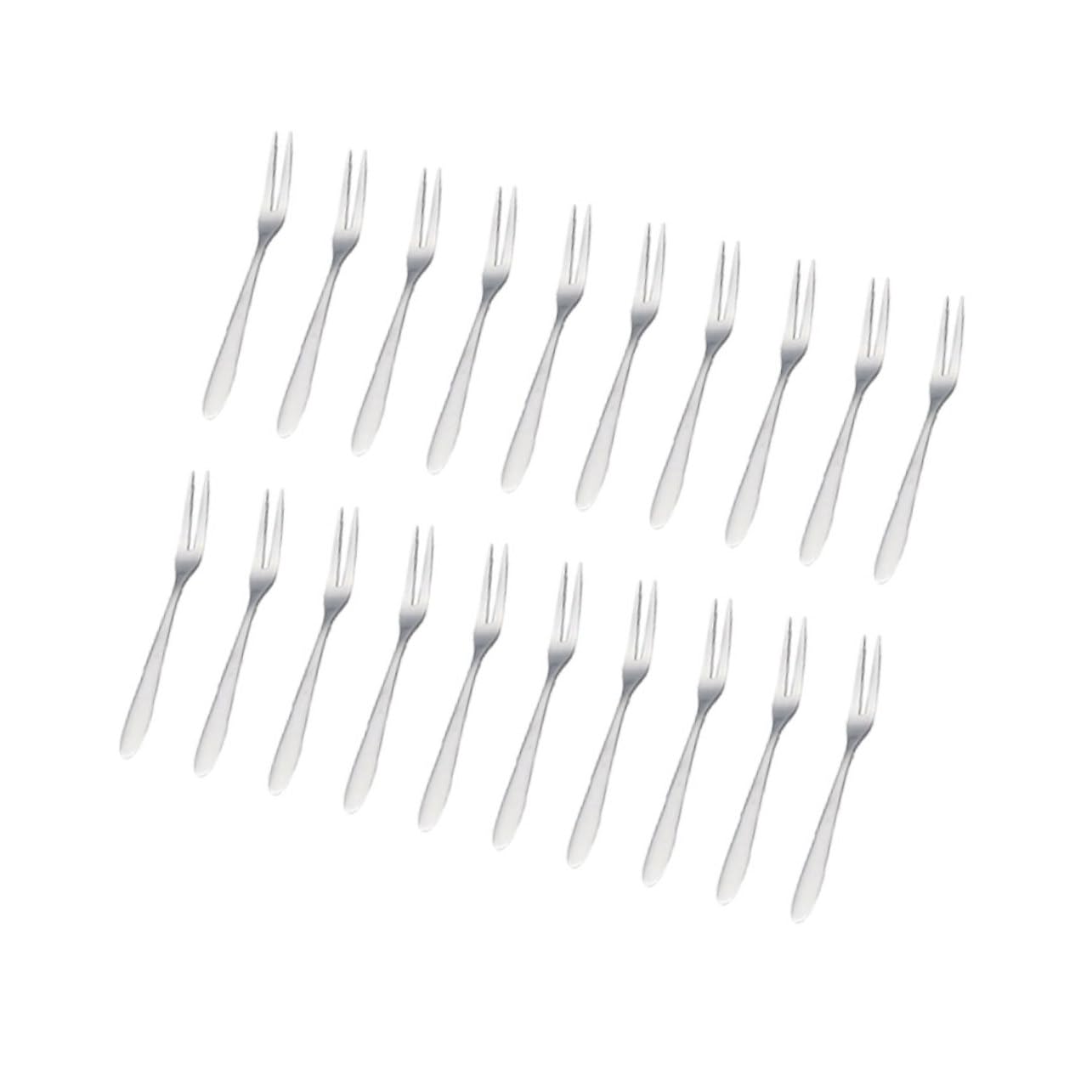 COLLBATH 20pcs Stainless Steel Fruit Pick Silverware Forks Serving Forks Escargot Forks Cake Forks Fruit Fork Dessert Forks Dinner Forks Kitchen Forks Flatware Forks Table Forks 2 Tine Fork