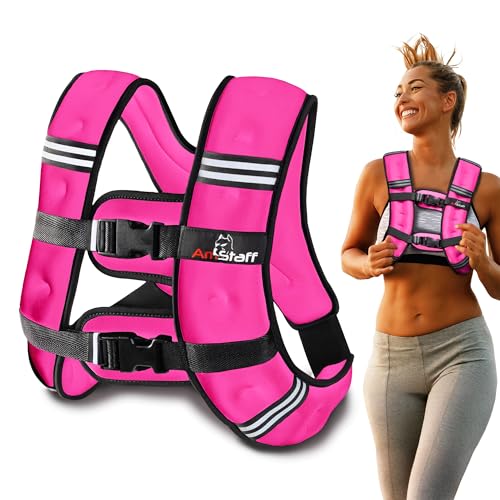 AmStaff Fitness Weighted Vest - Weight Vest for Running Strength Training & Muscle Building Features Reflective Stripe for Safe Outdoor Workouts (12lbs Pink)