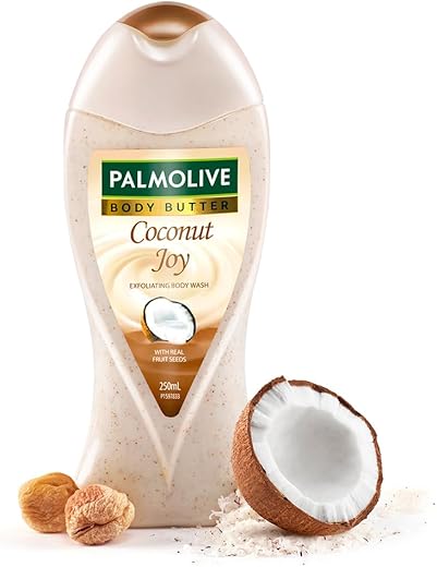 Palmolive Coconut Joy Body Wash for Men & Women, 250ml Crème Based Exfoliating Body Scrub based Bodywash Bottle, Apricot Seed ,Crushed Coconut &…