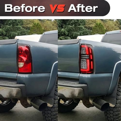 Image of EOMD DOT Approved LED Tail Light Assembly Compatible With 1999-2006 Chevy Silverado 1500 2500 &1999-2002 GMC Sierra 1500 2500 3500 Rear Lamp (Clear Lens, Chrome Housing)